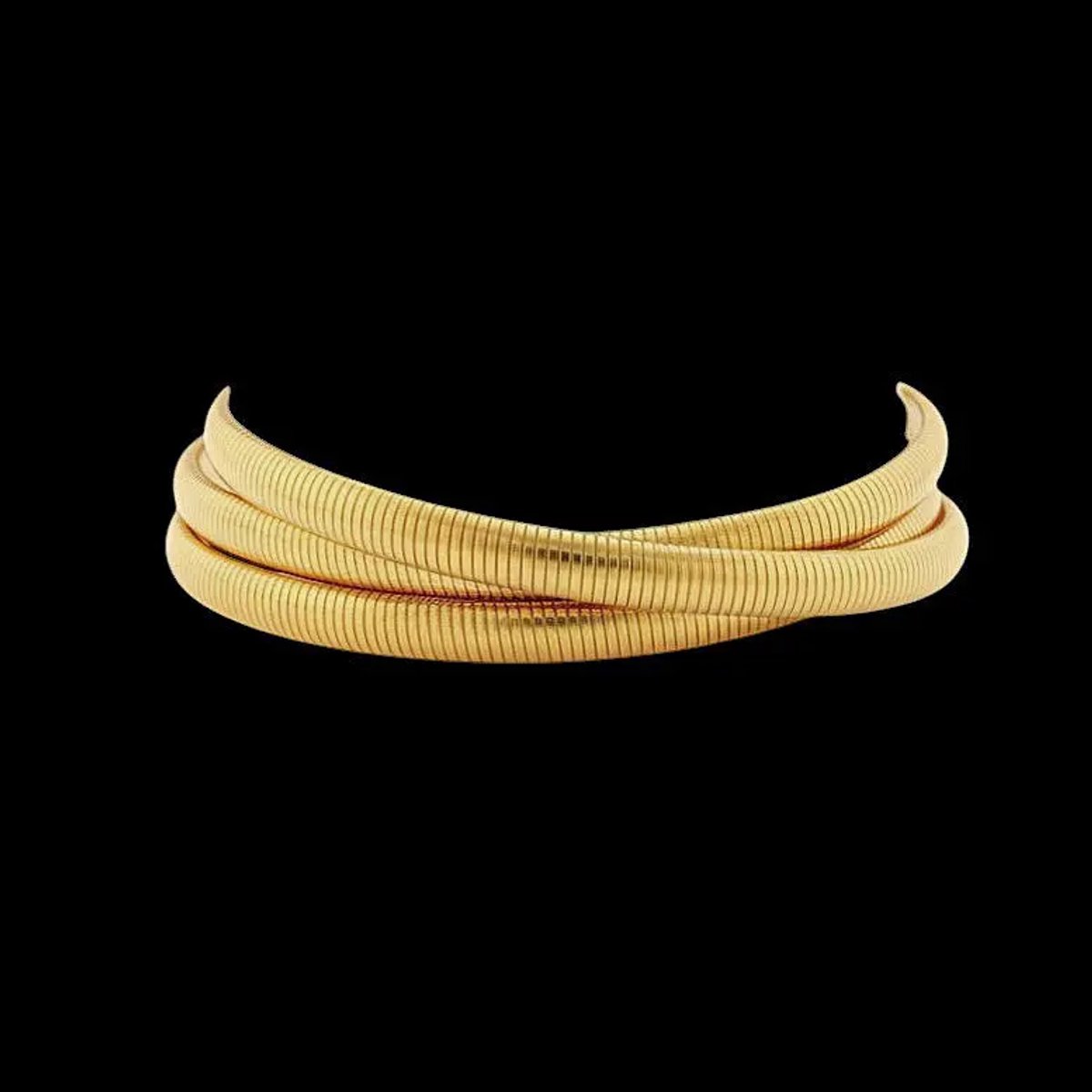 Victoria Valenza Goudkleurige RVS 3 Rij Collier/Choker - Ketting - Goudkleurig - RVS - Choker