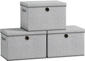 SONGMICS - Opbergbox - Opbergdoos - 3er-Set - Ordnungsbox - Stapelbar Mit Griffen - Hellgrau