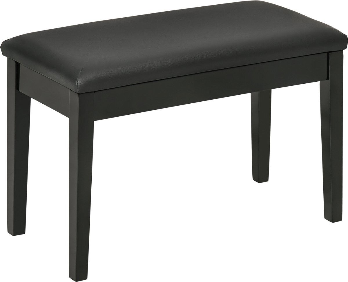 REDOM Pianobank - Kunstleren Zitting - Glanzende Afwerking - Klassiek - Hout - Zwart - 75 X 35 X 49 Cm