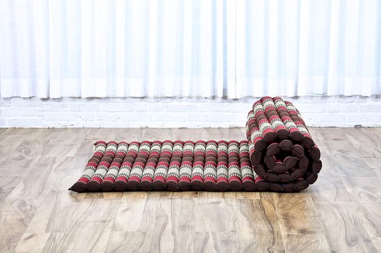 Opvouwbaar Matras - Japanse Futon Vloerbed - Ontspannen Slapen - Natuurlijke Kapok Vulling - 190x100x5 cm - Bruin Rood — afbeelding 4