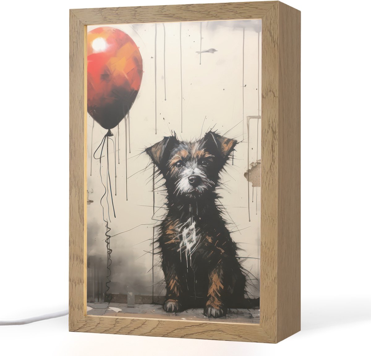 Tafellamp 20x30 cm - LED lamp - Graffiti - Hond - Ballon - Dieren - Decoratieve tafellampen - Dimbaar - Tafellampje slaapkamer - Woonkamer binnen