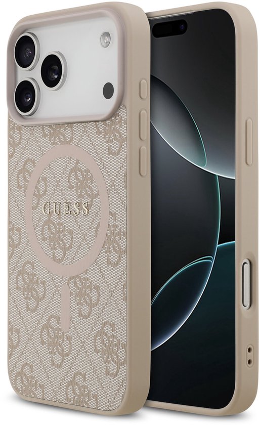 Guess PU Leather 4G MagSafe Hoesje iPhone 17 Pro Max - Roze