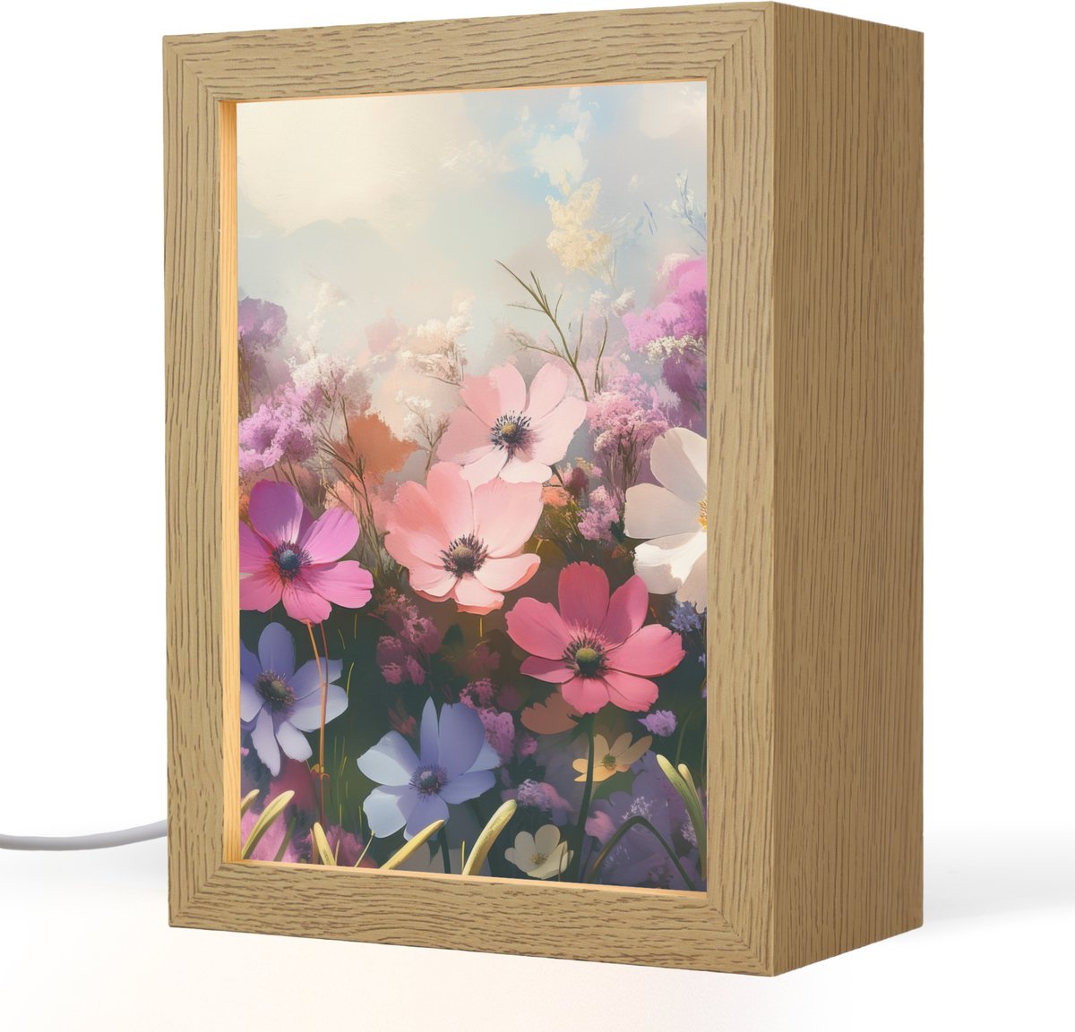 Tafellamp 15x20 cm - LED lamp - Bloemen - Kleurrijk - Bloei - Decoratieve tafellampen - Dimbaar - Tafellampje slaapkamer - Woonkamer binnen