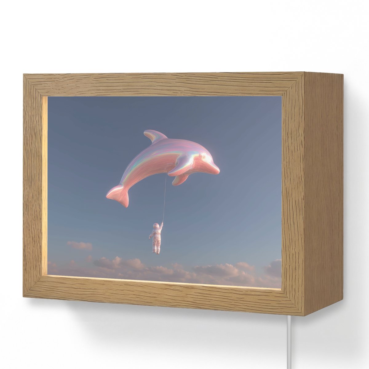 Wandlamp 20x15 cm - Oplaadbaar - Dolfijn - Roze - Astronaut - Wandlampen binnen woonkamer 
