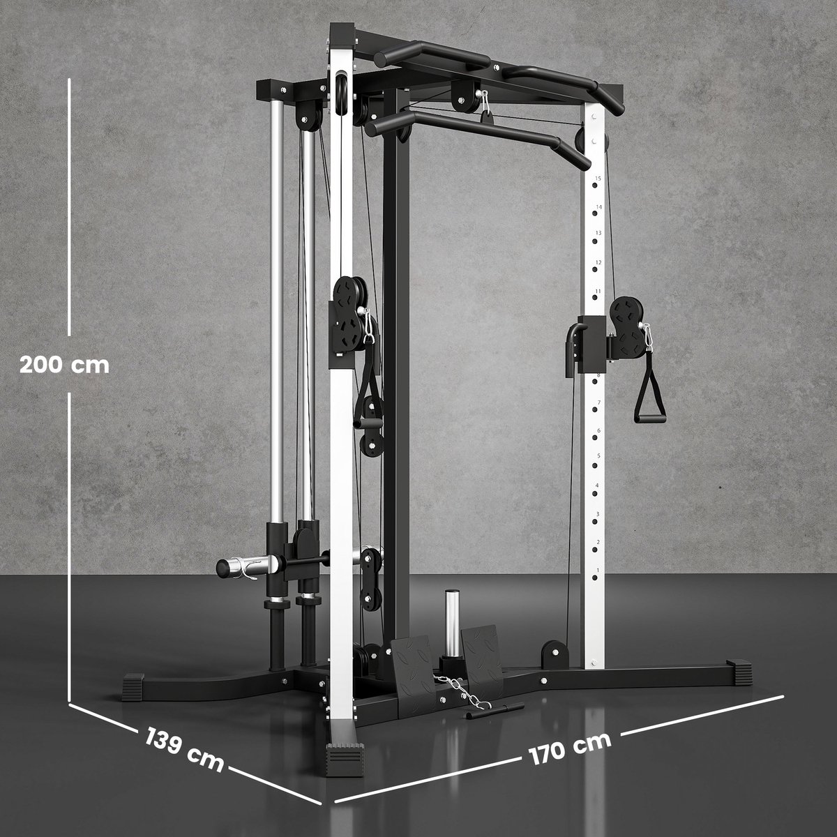 SPORTNOW Multi-Exercise Gym Station - Staal - 170x139x200cm - Zwart — cadeau in Sport & Outdoor - foto 4
