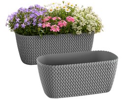 Prosperplast Plantenbak Splofy - 2x - grijs - voor buiten - 30 x 18 x 14 cm - buiten - kunststof