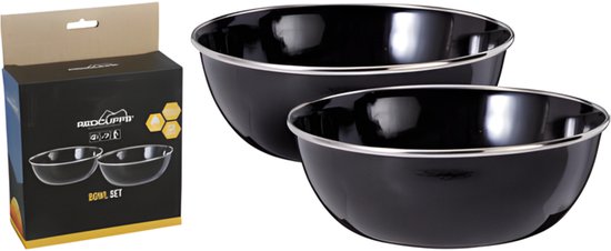 Redcliffs Outdoor serviesset - 6 delig - emaille - zwart/zilver - kamperen/outdoor — afbeelding 3
