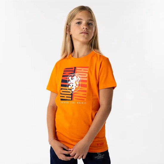 T-shirt Équipe Nationale des Pays-Bas Grand Logo Enfants - Taille 152 - Orange - Garçons & Filles - KNVB - Vêtements de Fans - Marchandise Officielle - Football