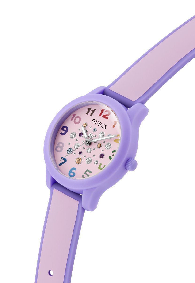 Guess Tink Quartz Analoog Horloge Roze Doos: 100% Bio-Based Nylon | Armband: 100% Siliconen 32 mm GK0014L1, GK0014L2