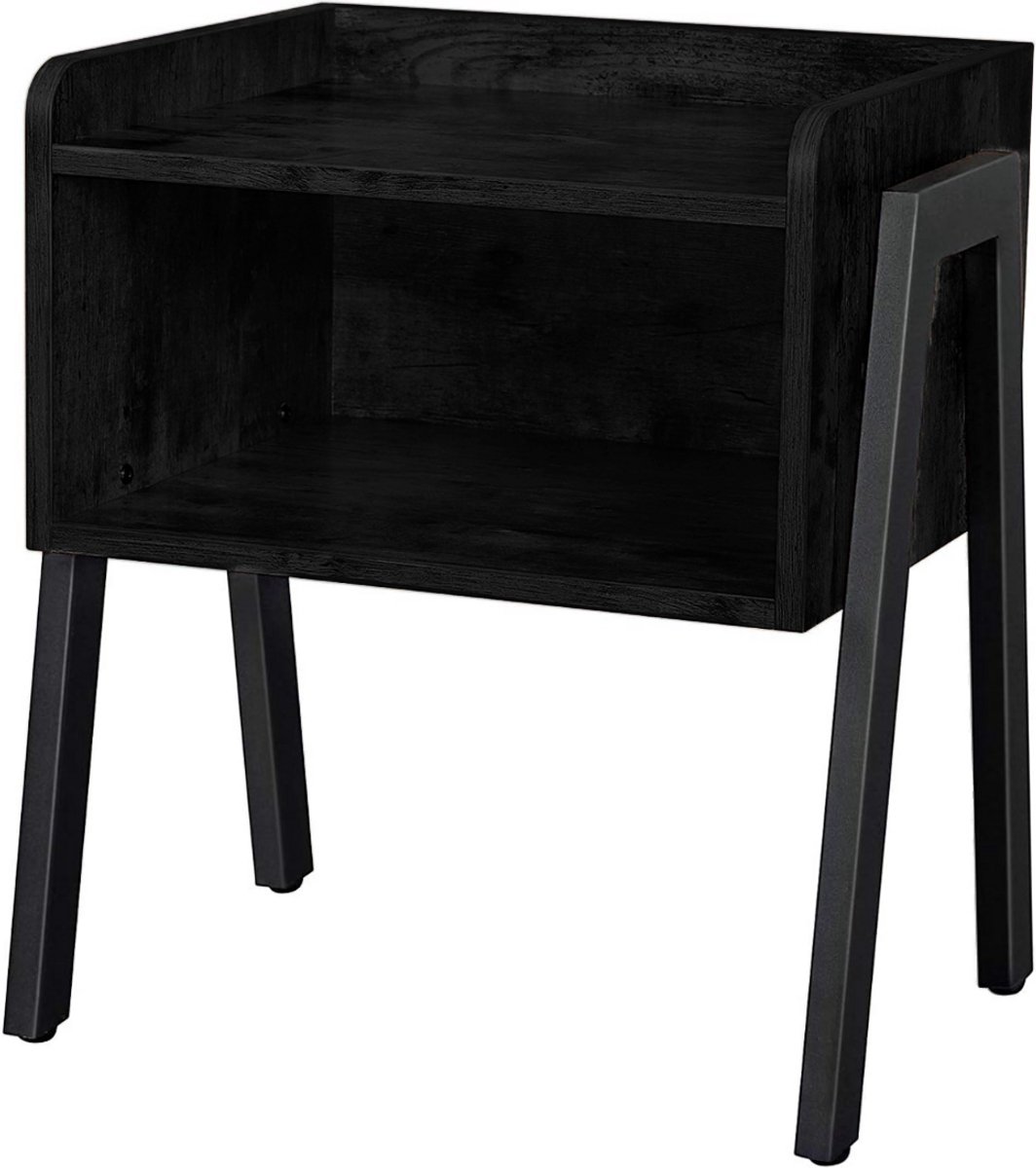 Hoppa! Bijzettafel nachtkastje - Zwart - Hout - 46 x 35 x 52 cm (B x D x H)