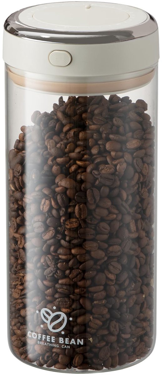 carmdering - Vacuüm Koffieblik - Voorraadpot - Luchtdichte - Borosilicaatglas met luchtdicht deksel en siliconen afdichtring - Eenrichtingsventiel voor CO₂-afvoer, behoudt versheid - Geïntegreerde datumschijf, eenvoudig af te lezen - Breed ontwerp