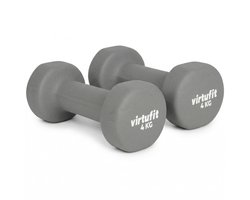 VirtuFit Vinyl Dumbbell Pro Set - 2x 4 kg - Donker Grijs - Gewichten - Dumbbell - Duurzaam Materiaal - Krachttraining - Geschikt voor Zumba, Aerobics en Body Toning