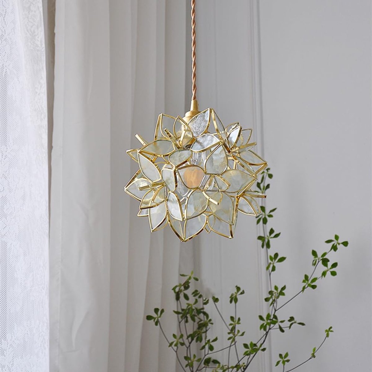 Bloemen hanglamp helder glas – 20cm – modern mini design-Belle's product