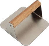 BBQBuddies® Burger Press Inox avec Poignée en Bois – Presse à Smash Burger – Presse à Hamburger – Presse à Grill – Accessoire BBQ – Résistant à la Chaleur