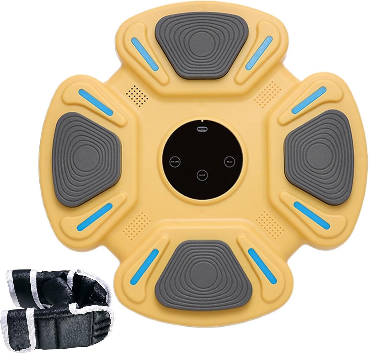 Boksmachine Muziek - Trainingsapparaat Boksen - Thuis Workout - Intelligente Muziek Integratie - 32x32x4.5cm - Geel