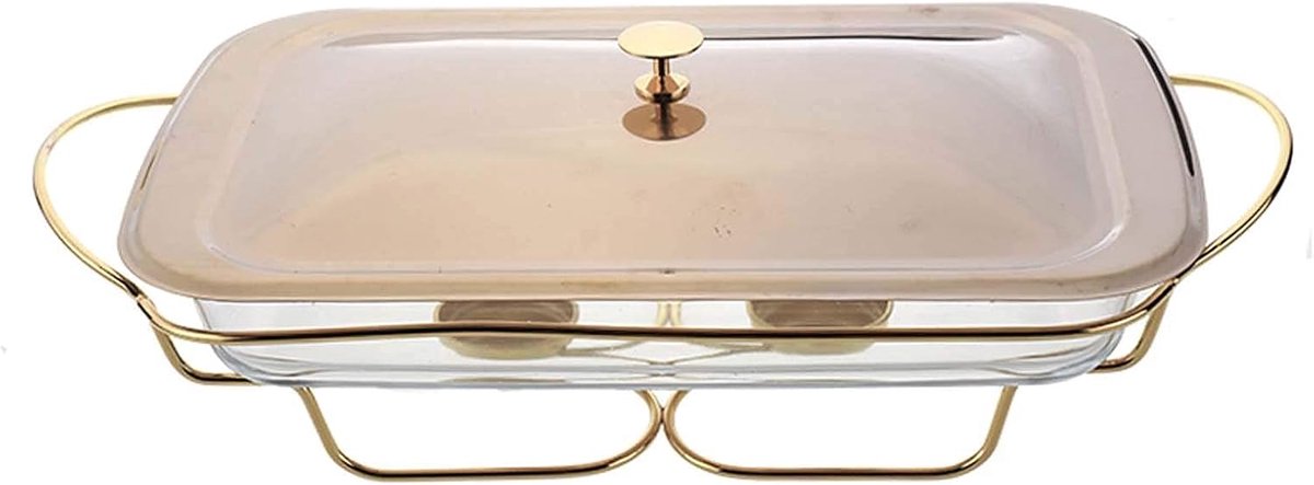 Buffetwarmer RVS - Warmhoudbak - Feesten Catering - Gehard Glas - 2.2 Liter - Goudkleurig