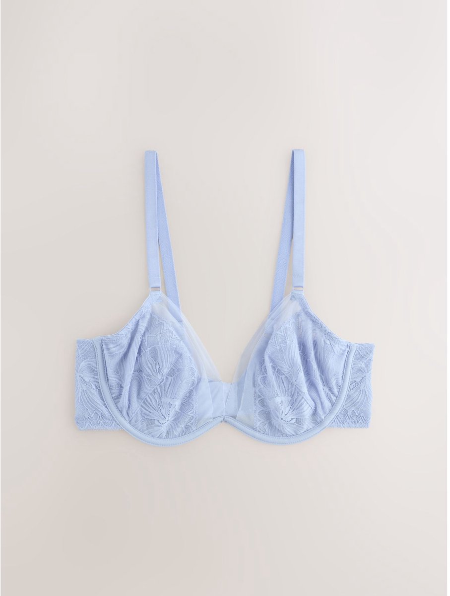 Next Dames - Diepuitgesneden kanten DD+ beha, zonder vulling - Blauw Blue