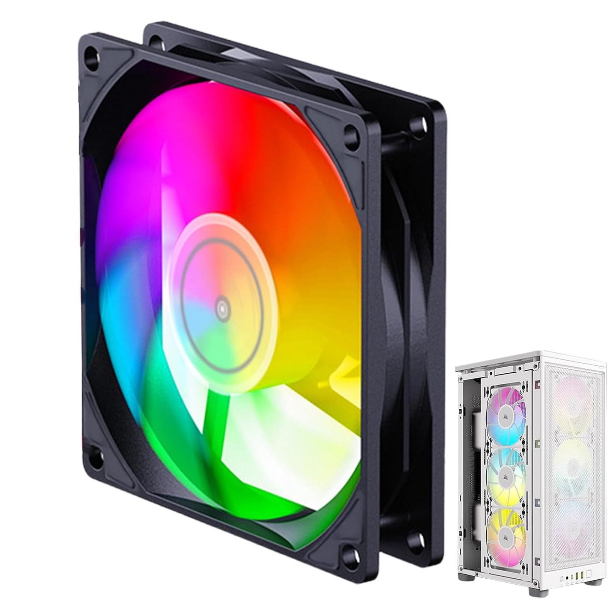 PC Ventilator - Computer Koeler - Efficiënte Koeling - ARGB Verlichting - 14 x 12.2 cm - Zwart