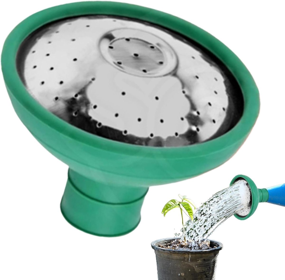 Gieter Sproeikop - Waterverspreider Mondstuk - Zacht Planten Wateren - Roestvrijstalen Uitloop - 8cm Diameter - Groen