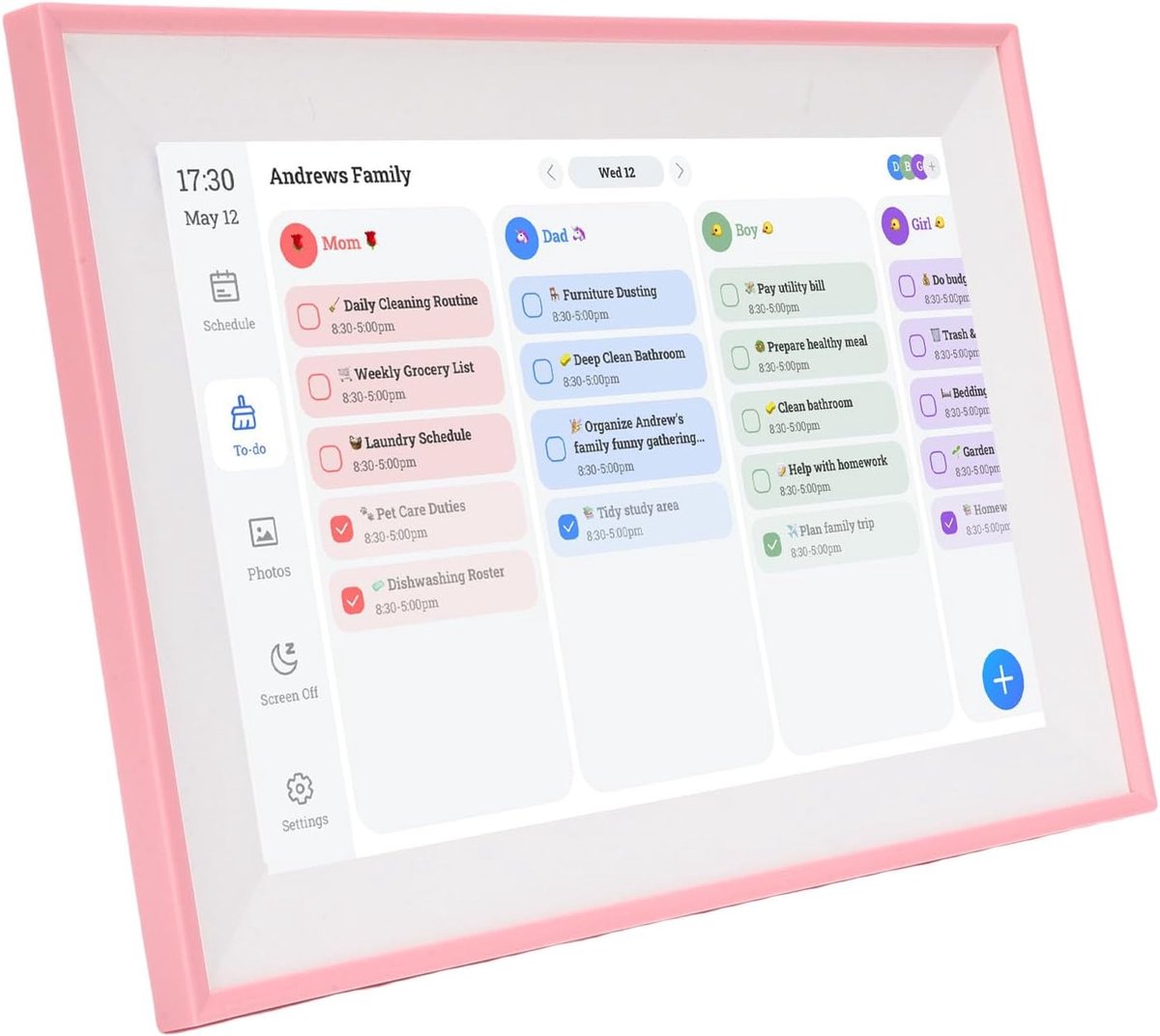 Digitale Kalender - Gezinsplanner - Huis Organiseren - Interactief Touchscreen - 101 Inch - Roze