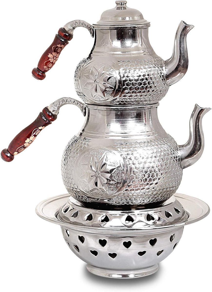 Koperen Theeset - Ottomaanse Ketel - Authentiek Genieten - Handgemaakt Honingraat - 3 Deli