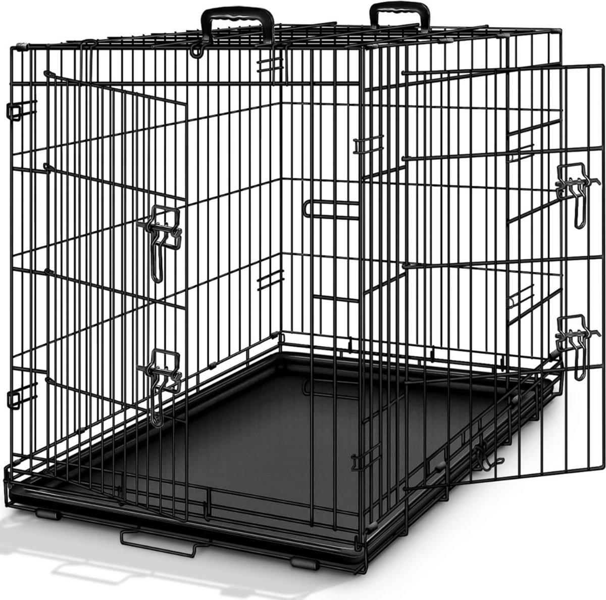 SVN® Kleine Hondenbench - Draadkooi - Bench hond zwart – Makkelijk te Plaatsen In Auto - Zwart - 91cm x 58cm x 64cm