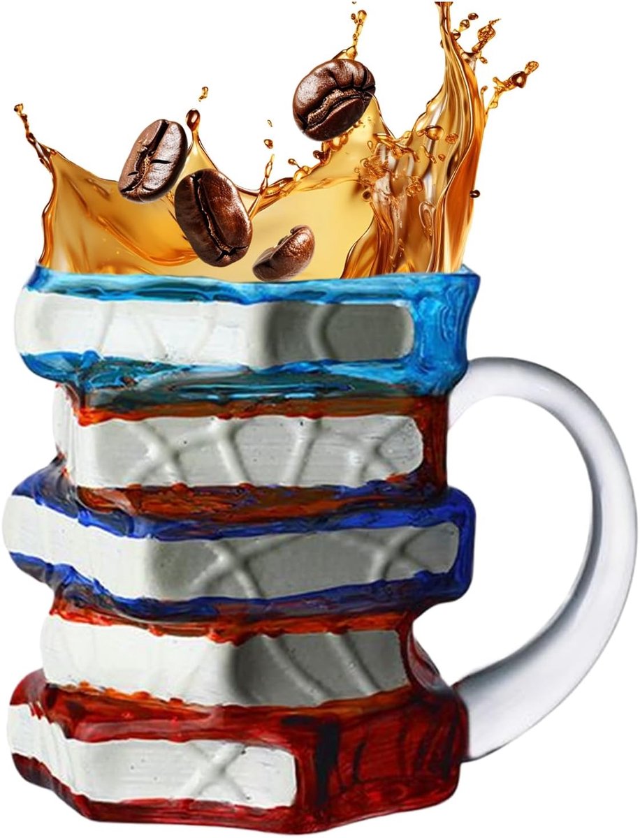 Boekmok Glas - Lezers Beker - Warme Dranken - Uniek Boek Design - 420 ml Inhoud - Transparant