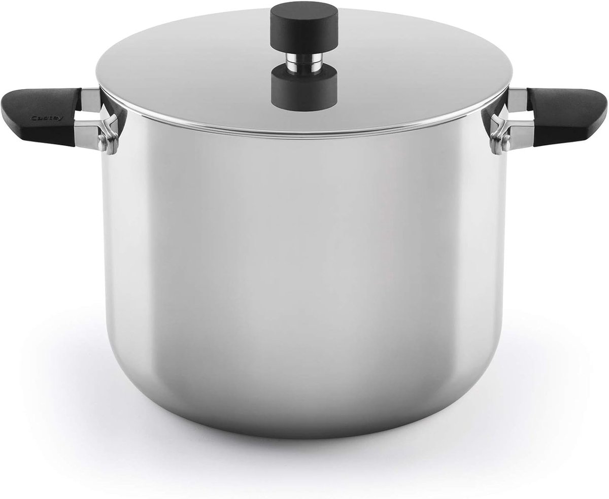 Voorraadpot met Deksel - Soeppan - Langzaam Koken - Trimetal Inductie - 20 cm Diameter - Zilver