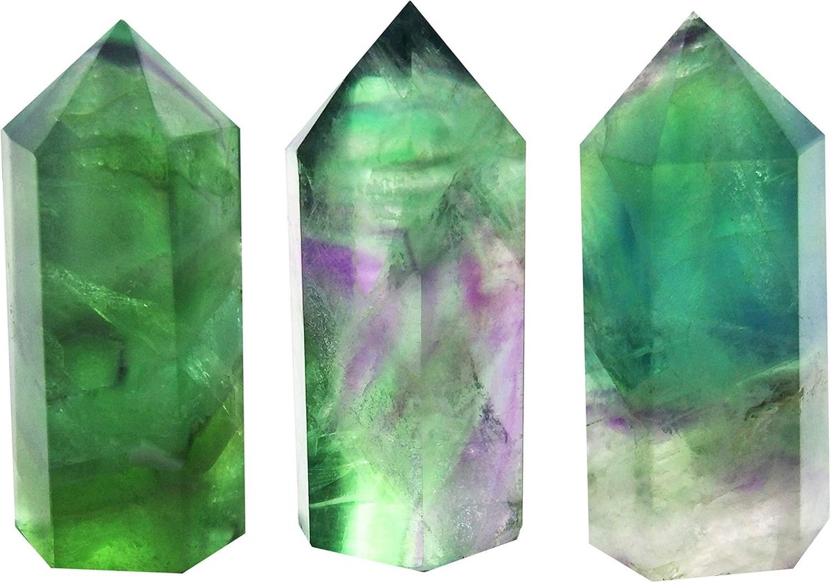 Gefacetteerde Toverstaf - Kristal Punt - Meditatie Healing - 100% Natuurlijk - 2x2x5 cm - Groen