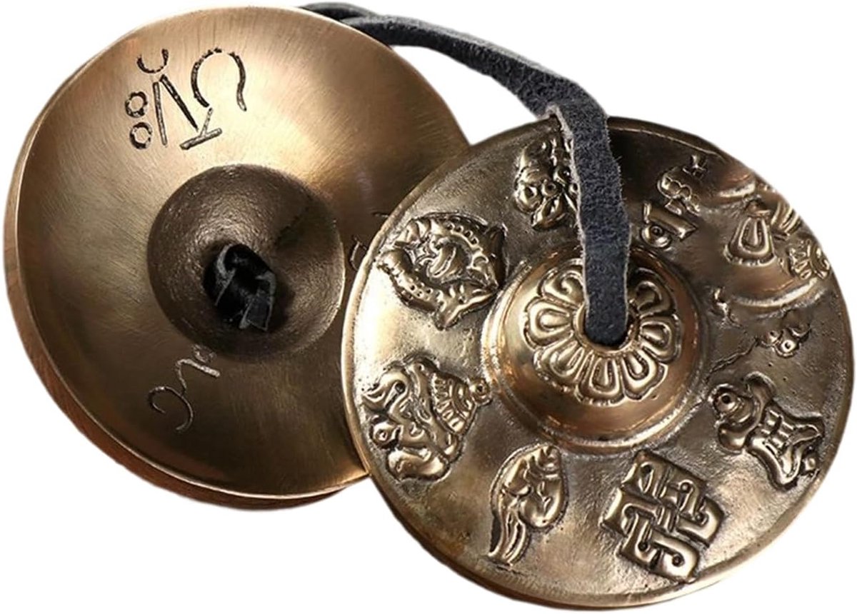 Tibetaanse bekkens - Tingsha bel - Meditatie geluid - Handgesmede messing - 65 cm - Messing