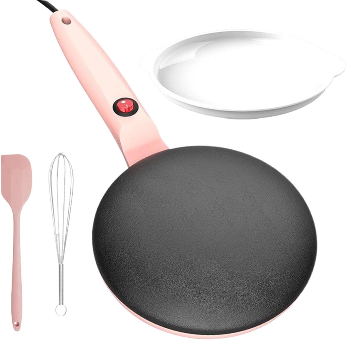 Crêpemaker - Ontbijtpan machine - Snelle maaltijden maken - Automatische temperatuurregeling - 19 cm - Roze