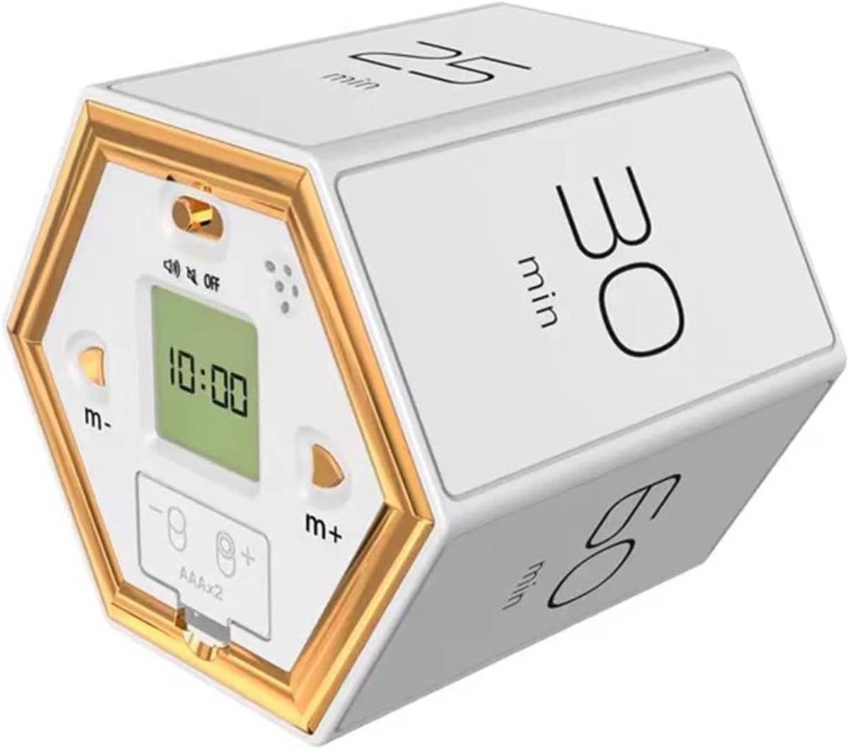 Zesvlakkige Timer - Keuken Timer - Koken en Bakken - Zwaartekracht Sensor - 7.5x6.5x6.5cm - Wit