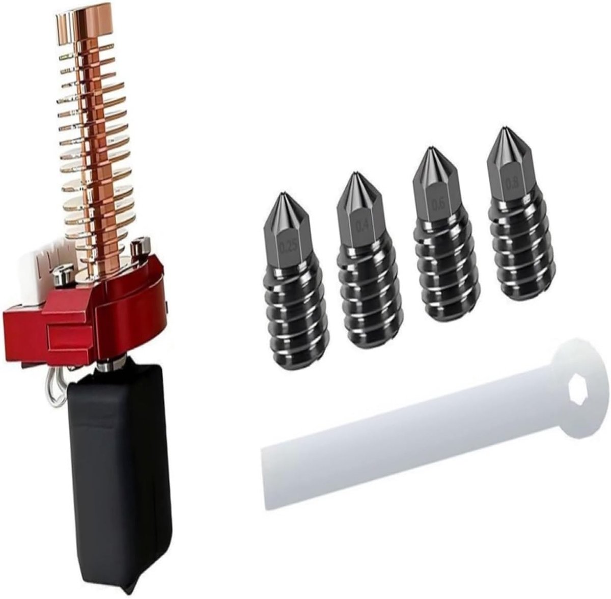 3D Printer Hotend Kit - Gehard Stalen Mondstuk - 3D Printen Verbeteren - Vier Mondstuk Maten - 0.25 tot 0.8mm