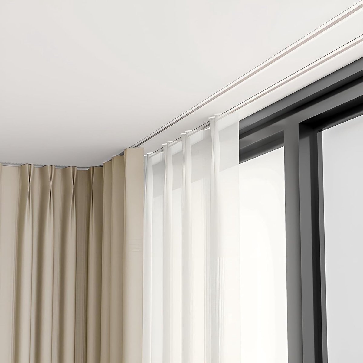 Verzonken Plafondrail - Verborgen Gordijnrails - Kamer Verdeler - Duurzaam Aluminium Frame - 4 Meter Lengte - Wit