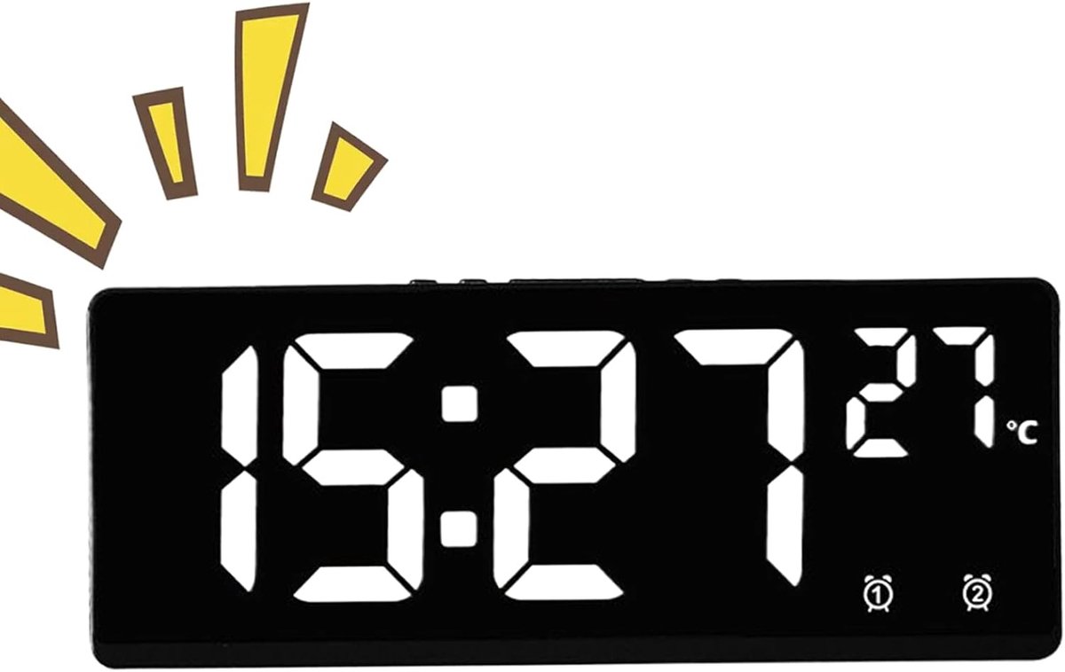 Digitale Wekker - Compacte Klok - Wakker Worden - Spraakgestuurd Alarm - 174 x 68 cm - Wit