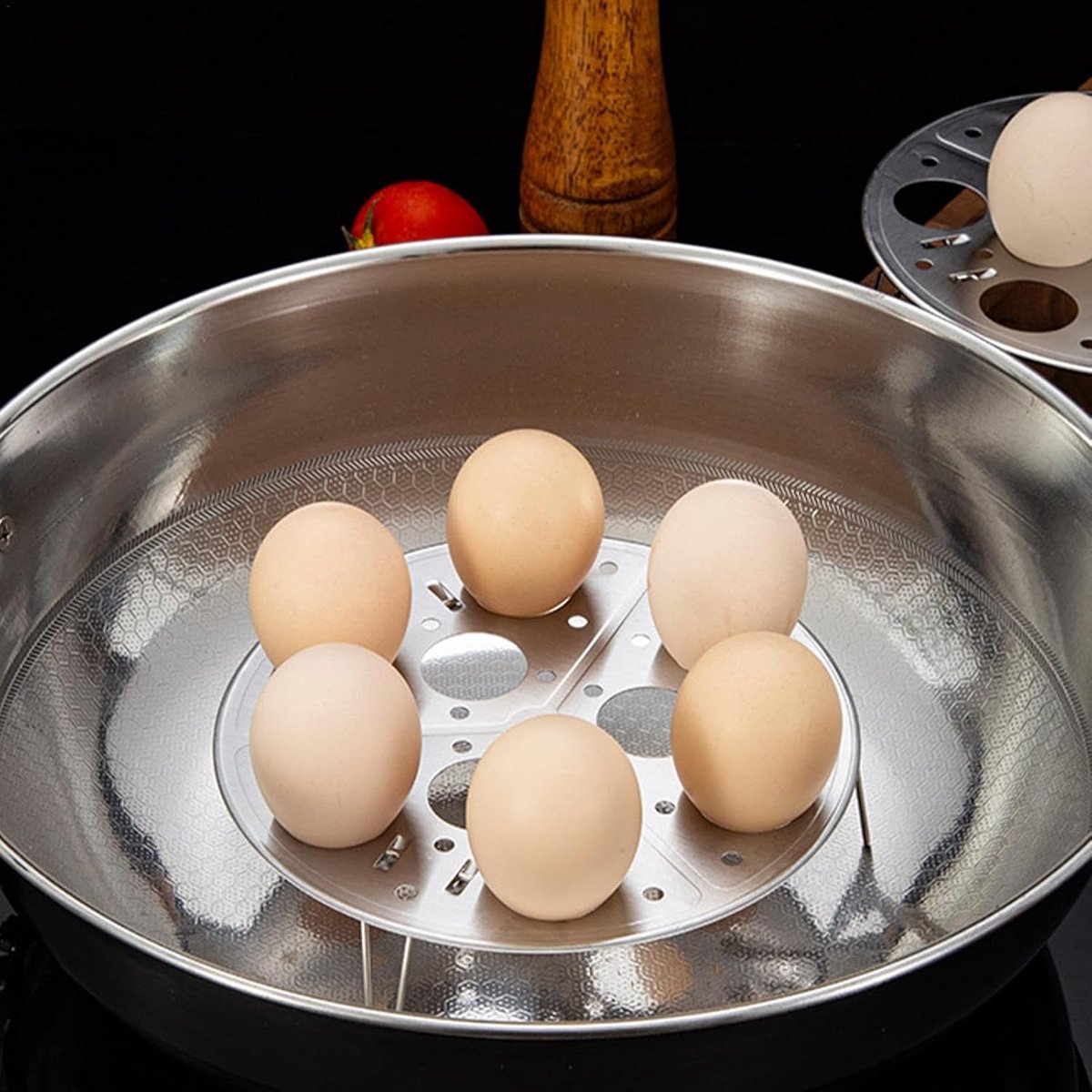 Stapelbare stoomschalen - Stoommandjes roestvrij staal - Gezond koken - Multifunctioneel stapelbaar - 175 cm diameter - Zilver