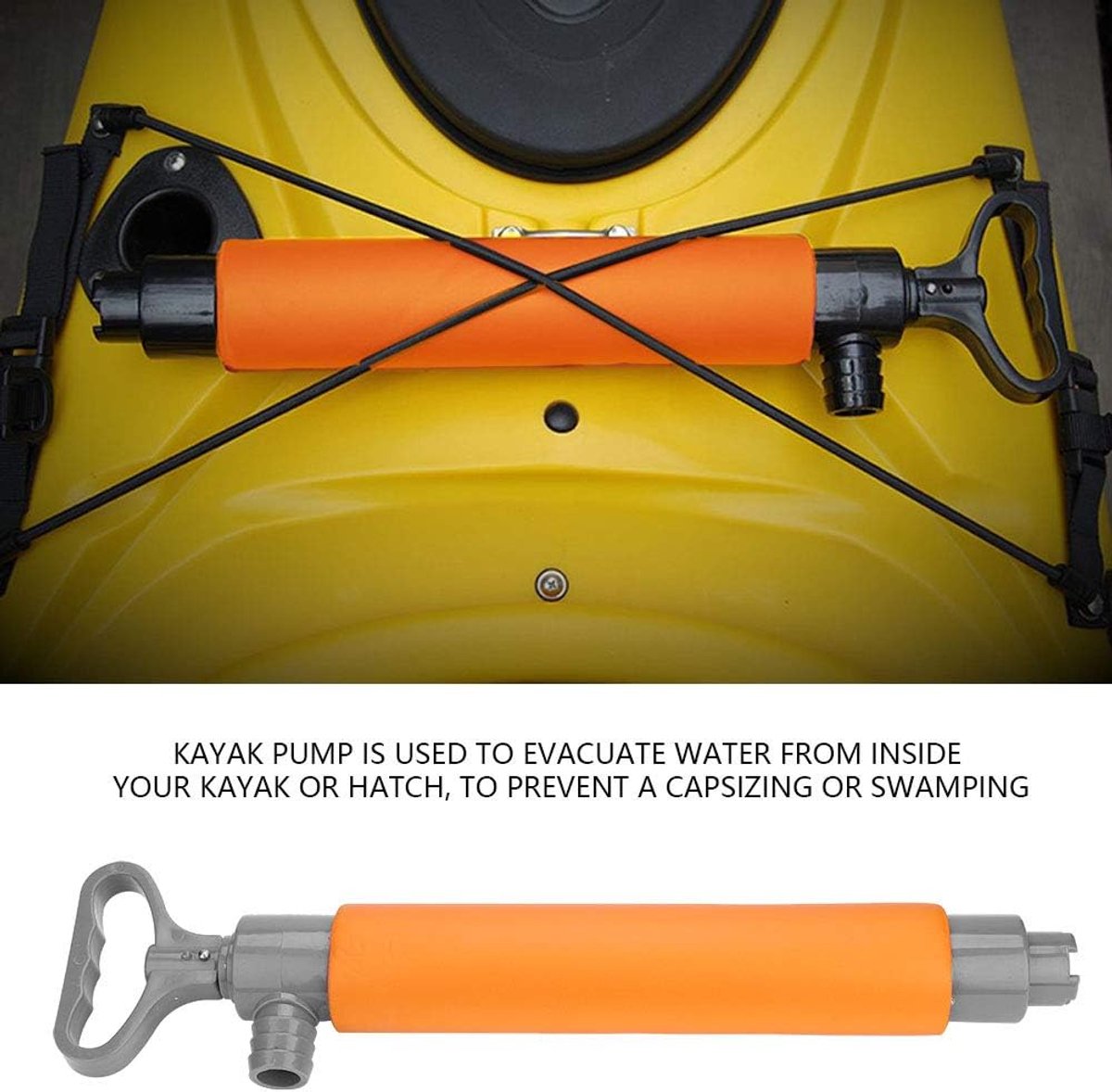 Handmatige Lenspomp - Draagbare Waterpomp - Kajak Noodafvoer - Zelfaangedreven Werking - 18 Inch Lengte - Oranje