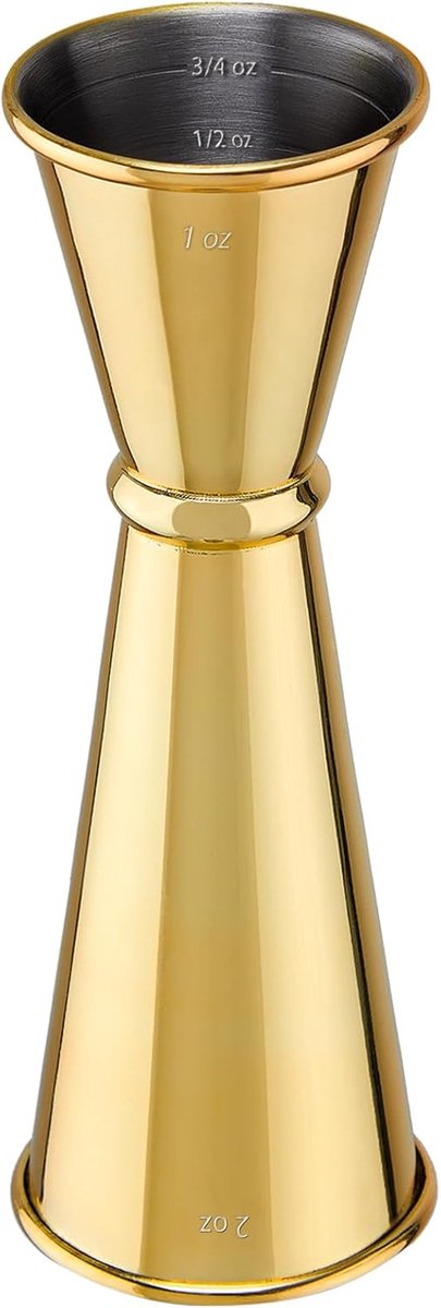 Cocktail Jigger - Barmaatje Dubbel - Drankjes Mengen - Food Grade RVS - 2 oz 1 oz - Goud