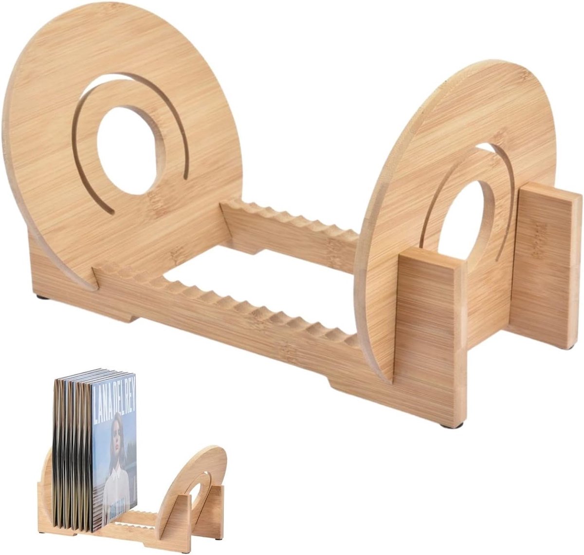 Vinyl Platenhouder - LP Opslag - Muziek Collectie - Stijlvolle Organisatie - 30x12.5x17cm - Naturel