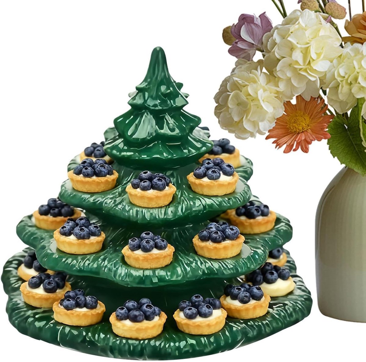 Serveerschaal - Feestdecoratie - Hapjes Presenteren - Kerstboomvormig 4-laags - 25x25x25 cm