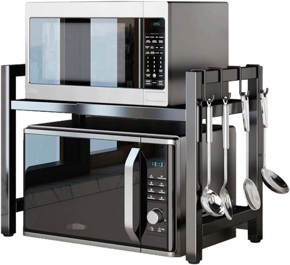 Magnetron Rek - Keuken Organizer - Aanrecht Opbergen - Uitschuifbaar Ontwerp - 2 Tier - Zwart