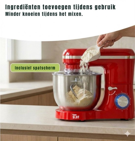 SVN® Mixer met mengkom - Mixer - Mixer met mengkom keukenmachine - Rood - ‎39cm x 24cm x 31cm van Merkloos — afbeelding 5