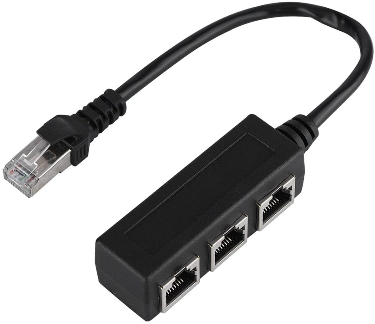 Ethernet Splitter Adapter - Netwerk Kabel Verlenger - Internet Verbinding - 1 Mannelijk Naar 3 Vrouwelijk