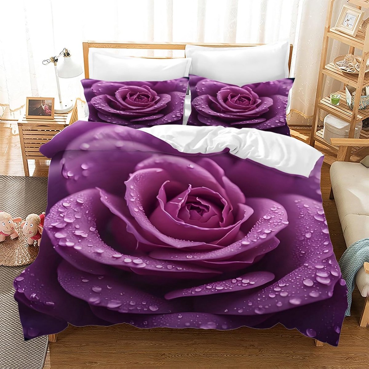 Dekbedovertrek Set - Beddengoed Set - Slaapkamer Decoratie - Bloemenprint Design - 220x240