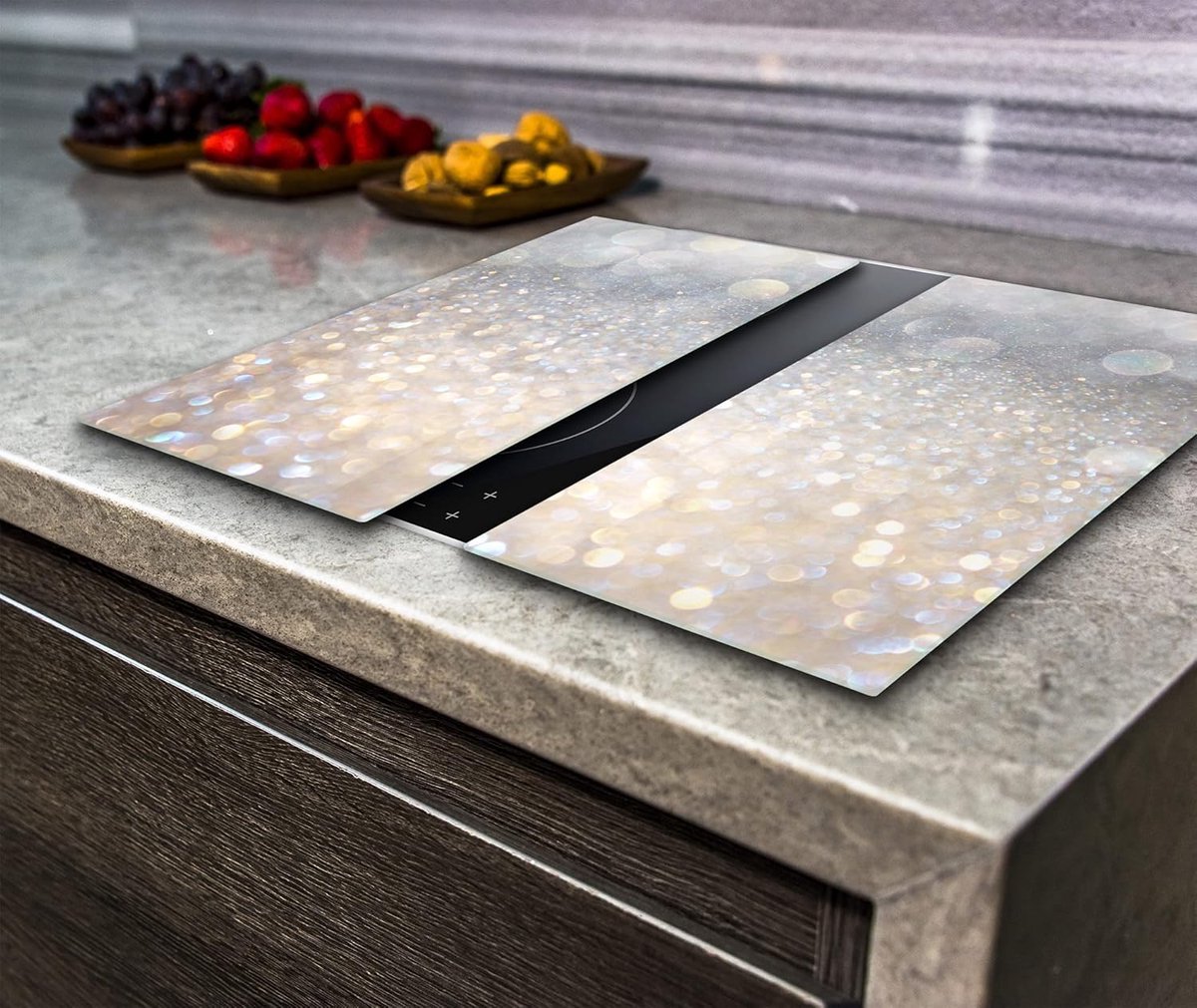 Kookplaat Beschermers Werkblad Covers Keuken Beschermen Gehard Glas 2x 30x52cm Grijze Korrels