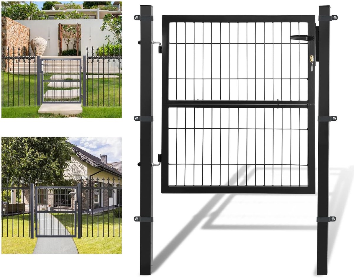 Metalen Tuinpoort - Tuindeur Verzinkt Staal - Perceel Afbakenen - Inclusief Slot en Sleute