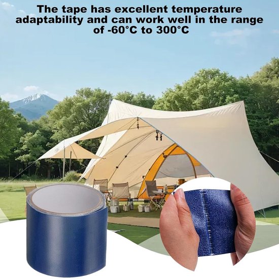 Reparatietape Tent - Luifel Tape - Buiten Reparatie - Waterdicht Nylon - 5x500cm - Blauw — afbeelding 4