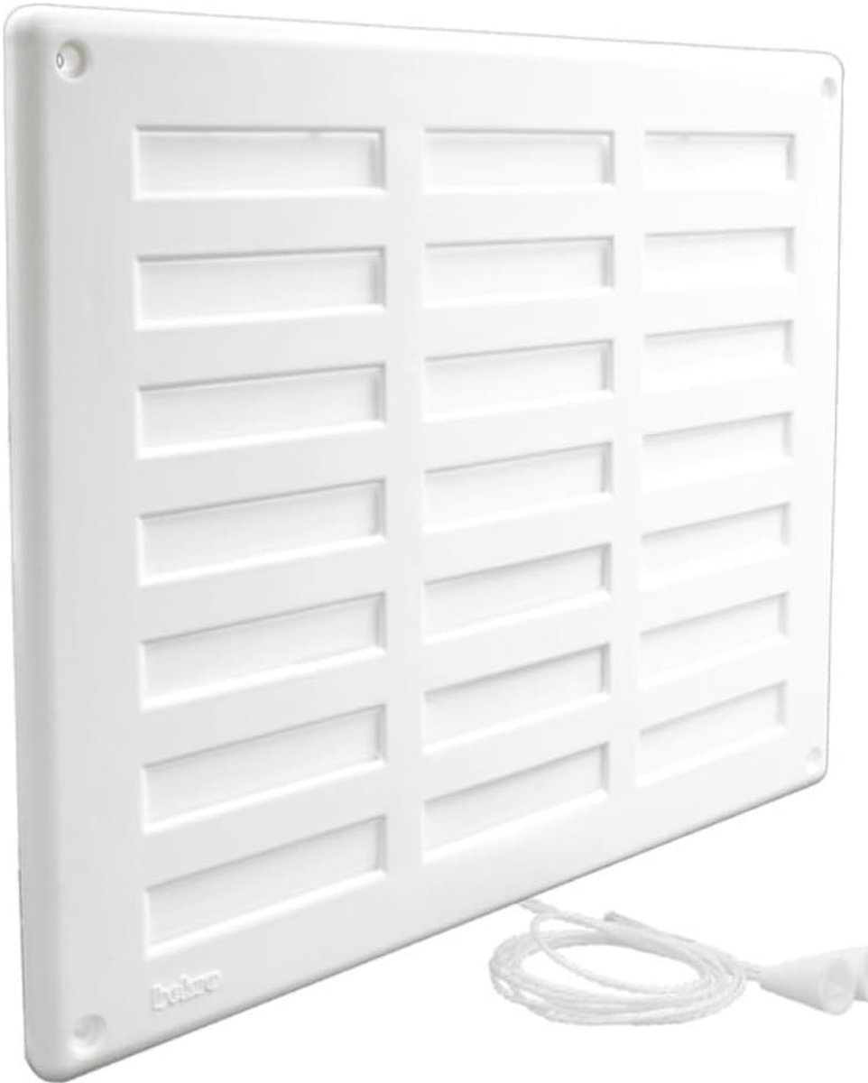 Kunststof Schuifrooster - Ventilatierooster Afsluitbaar - Ventilatie Regelbaar - Met Trekkoord - 30 x 25 cm - Wit