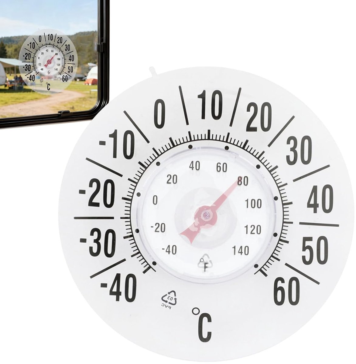 Buitenthermometer Draadloos - Weerstation Binnen Buiten - Temperatuur Monitoren - Waterdicht Robuust Ontwerp - Diameter 18cm - Wit