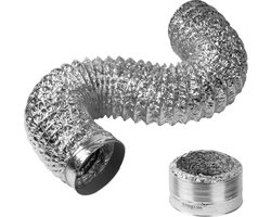 Afvoerslang Flexibel - Aluminium Buis - Afzuigkap Ventilatie - Hittebestendig Materiaal - 150mm Diameter 2m - Zilver
